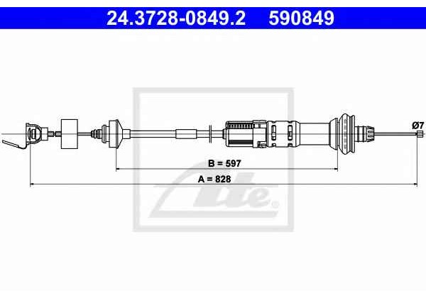 Трос зчеплення Peugeot 206 1.4 hdi, 2.0 hdi, 828/597, 2150CH, 2150EE, 9652759480 *